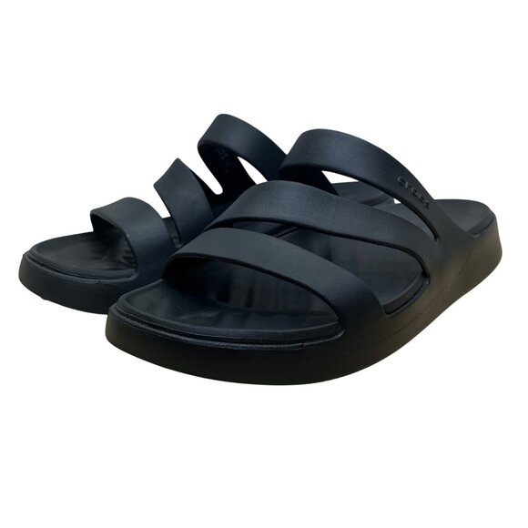 Crocs Women’s Black EVA Getaway Strappy Slide Sandals Size W8 - Picture 3 of 8